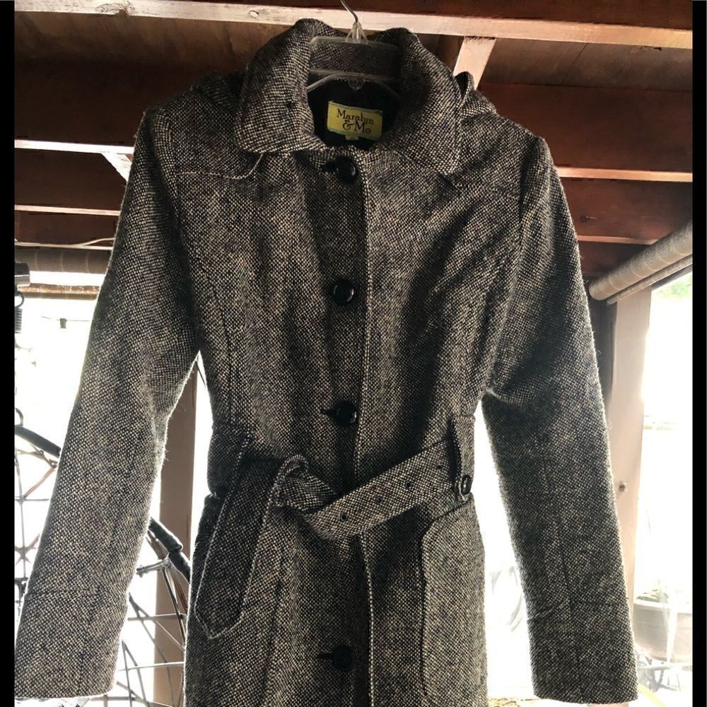 Maralyn & Me Wool coat with detachable hood.
